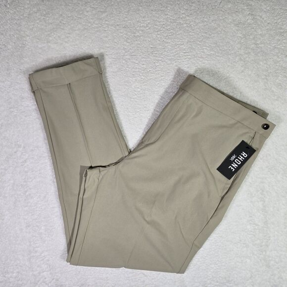 $148 RHONE Commuter Pro Trouser Mens 40x32 Slim Straight Fit Khaki Stretch Pants - Picture 1 of 11